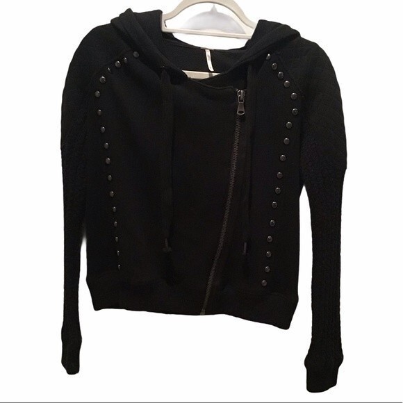 SOLD People Moto Studded Rocker Zip Hoodie - Picture 4 of 6